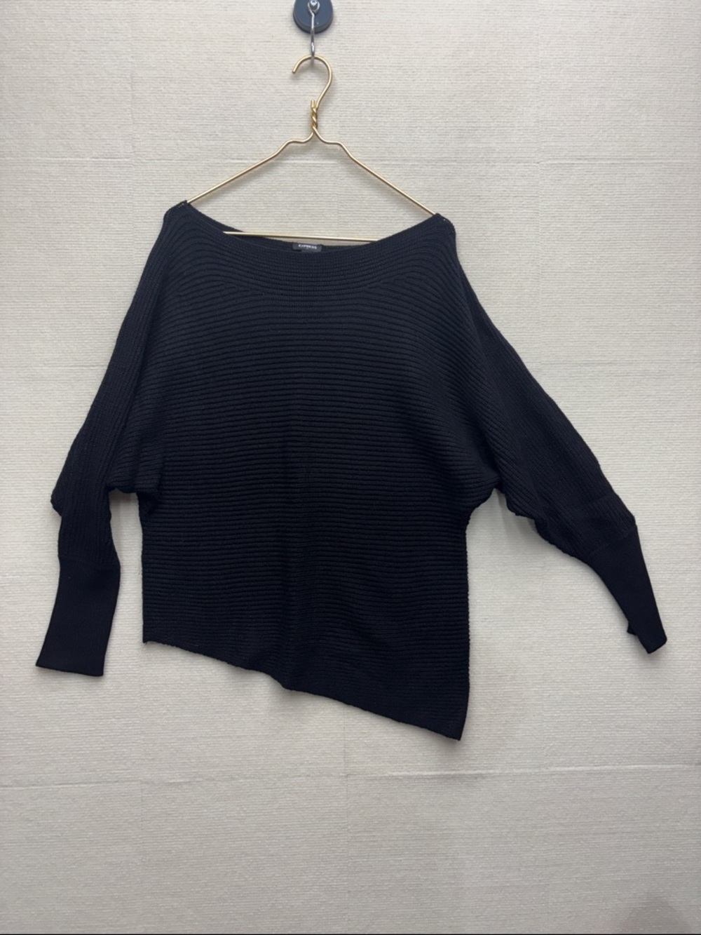 Express | large Women's Black Ribbed Boatneck Sweater